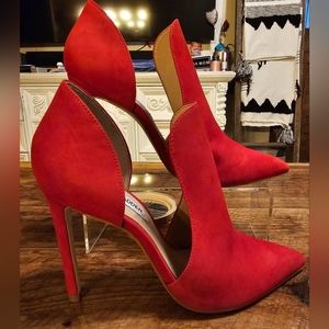 Steve Madden D'Orsay Dolly Pumps Red Suede Size 7.5 NWT